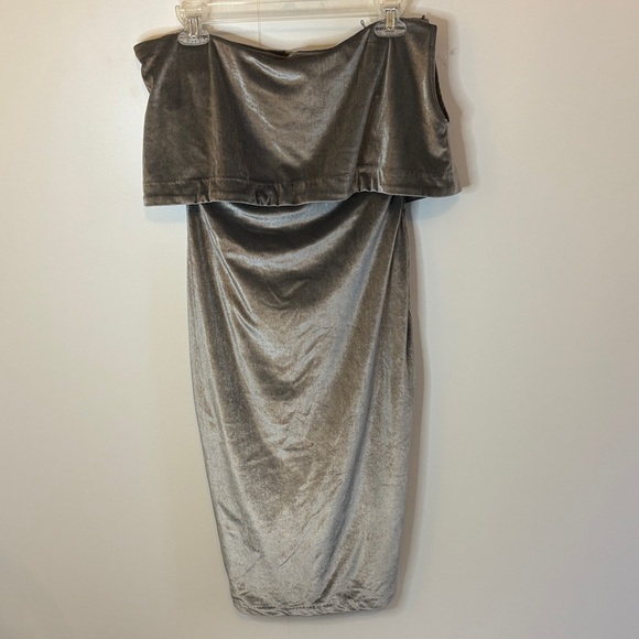 Likely Silver Strapless Velvet Dress - Picture 1 of 7